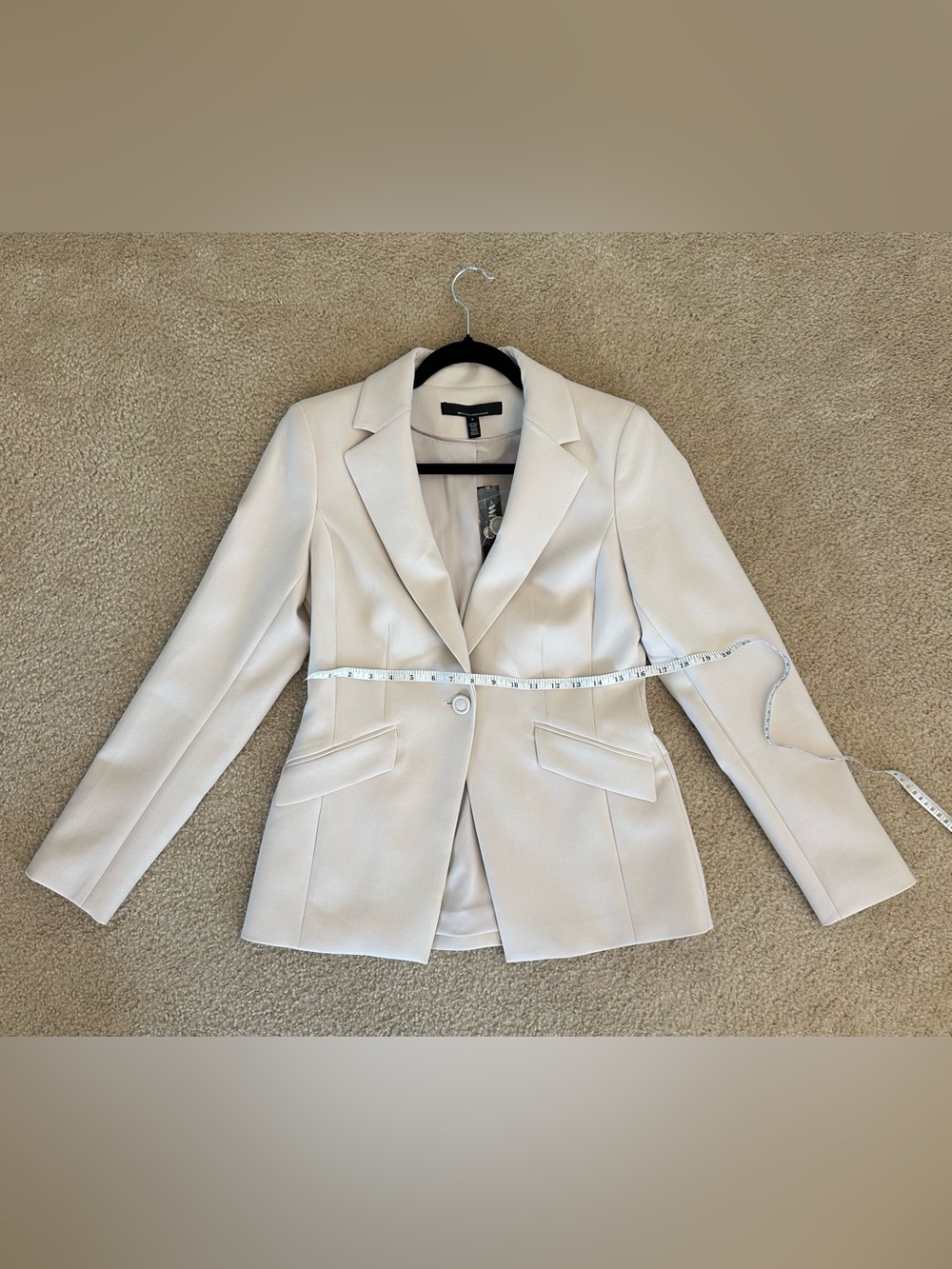 White House Black Market Cream Single-Button Tailored Blazer